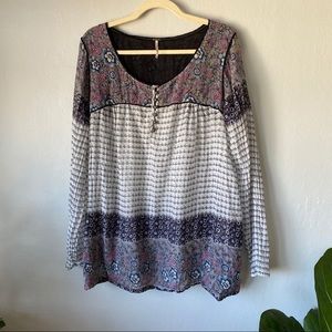 Free People Floral Sheer Tunic
